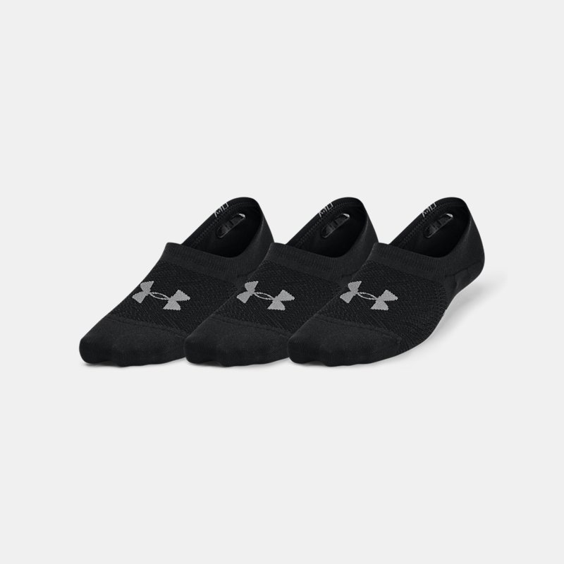 Lot de 3 paires de chaussettes basses doublées Under Armour Breathe Lite Ultra pour femme Noir / Noir / Pitch Gris S